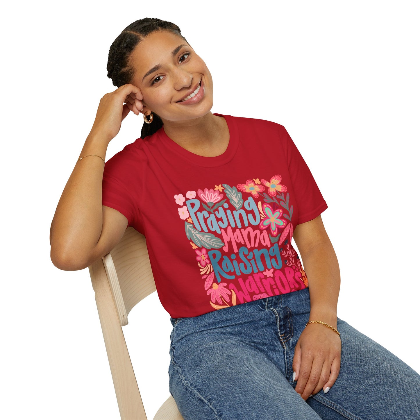 Praying Mama Raising Warriors T-Shirt | Unisex Softstyle Tee for Moms