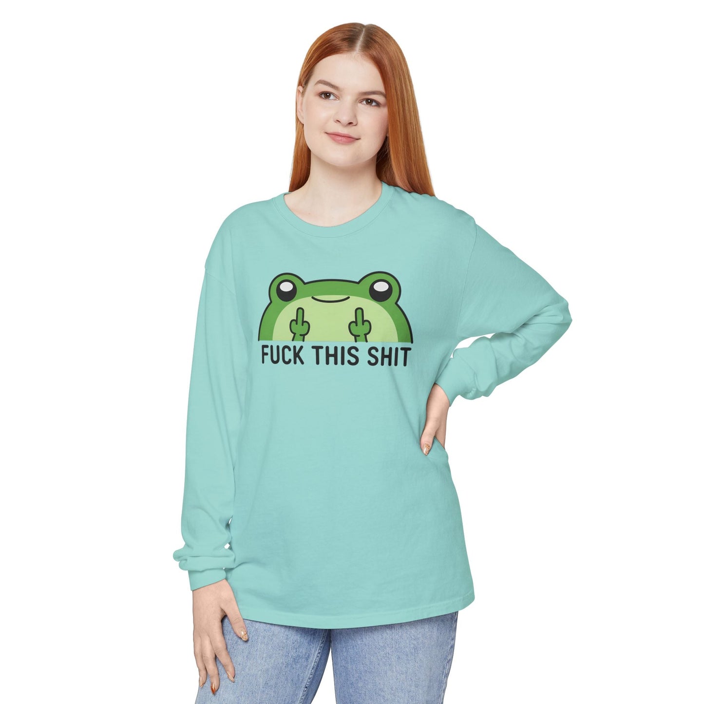 Funny Frog Graphic Long Sleeve T-Shirt, Humor Gift Shirt, Casual Everyday Wear, Unisex Tee, Birthday Gift, Sarcastic Apparel - Shirt Happens Graphics