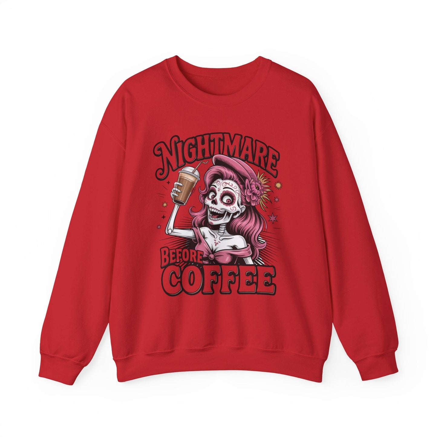 Sugar Skull, coffee and book lover sweatshirt - Shirt Happens Graphics