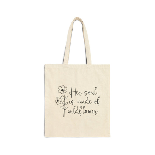 Wildflower Soul Cotton Canvas Tote Bag | Eco - Friendly Shopping Bag, Beach Tote, Gift Bag, Floral Tote, Reusable Grocery Bag - Shirt Happens Graphics