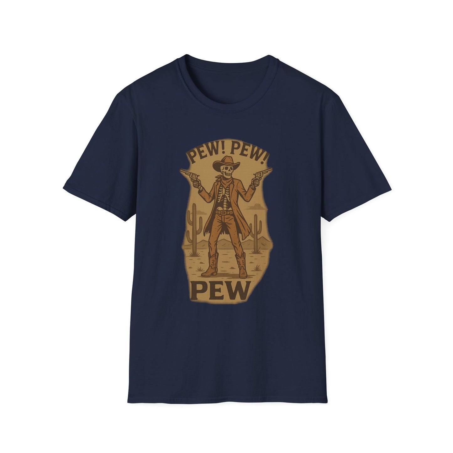Vintage Western Skeleton T-Shirt - Pew! Pew! Gun Show Tee