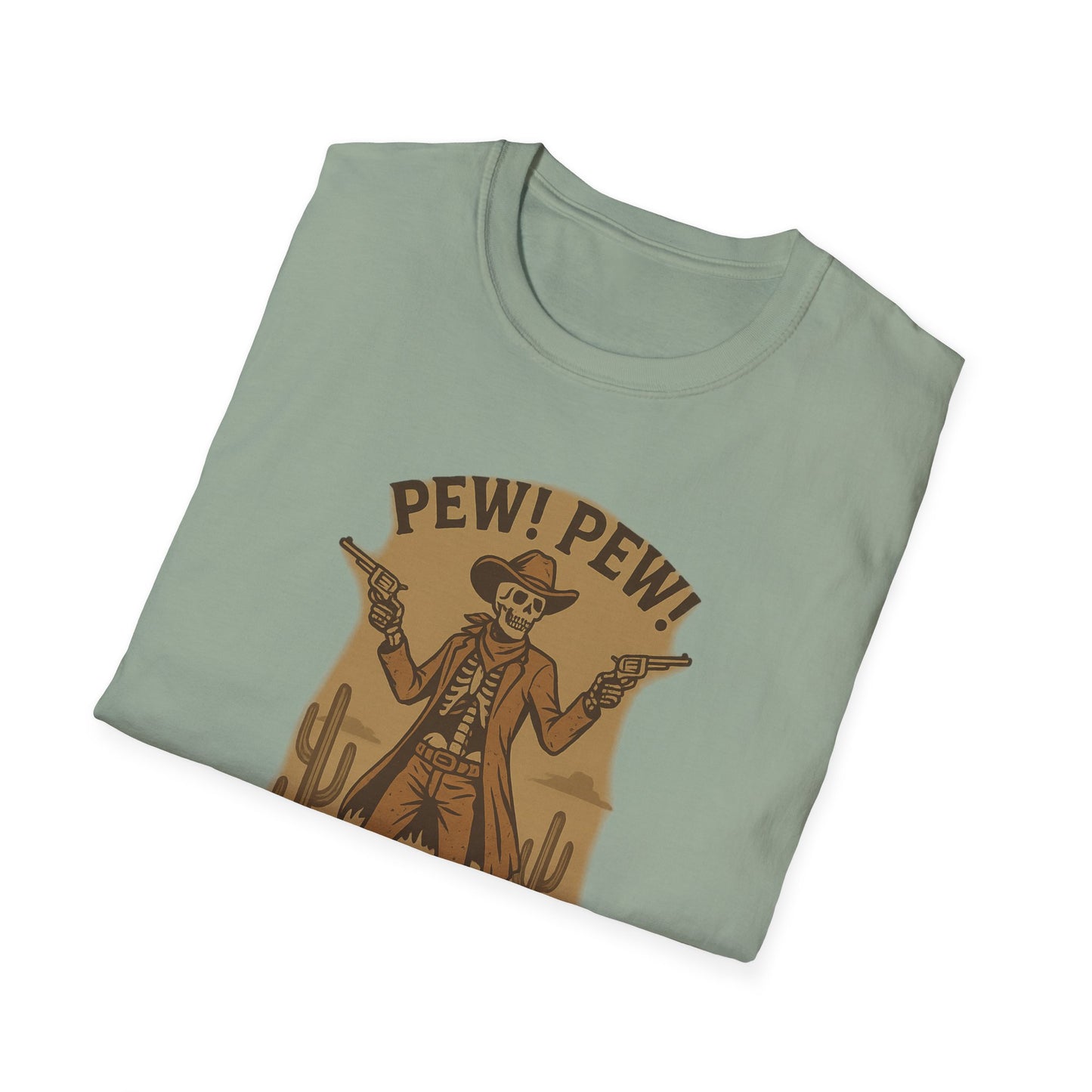 Vintage Western Skeleton T-Shirt - Pew! Pew! Gun Show Tee
