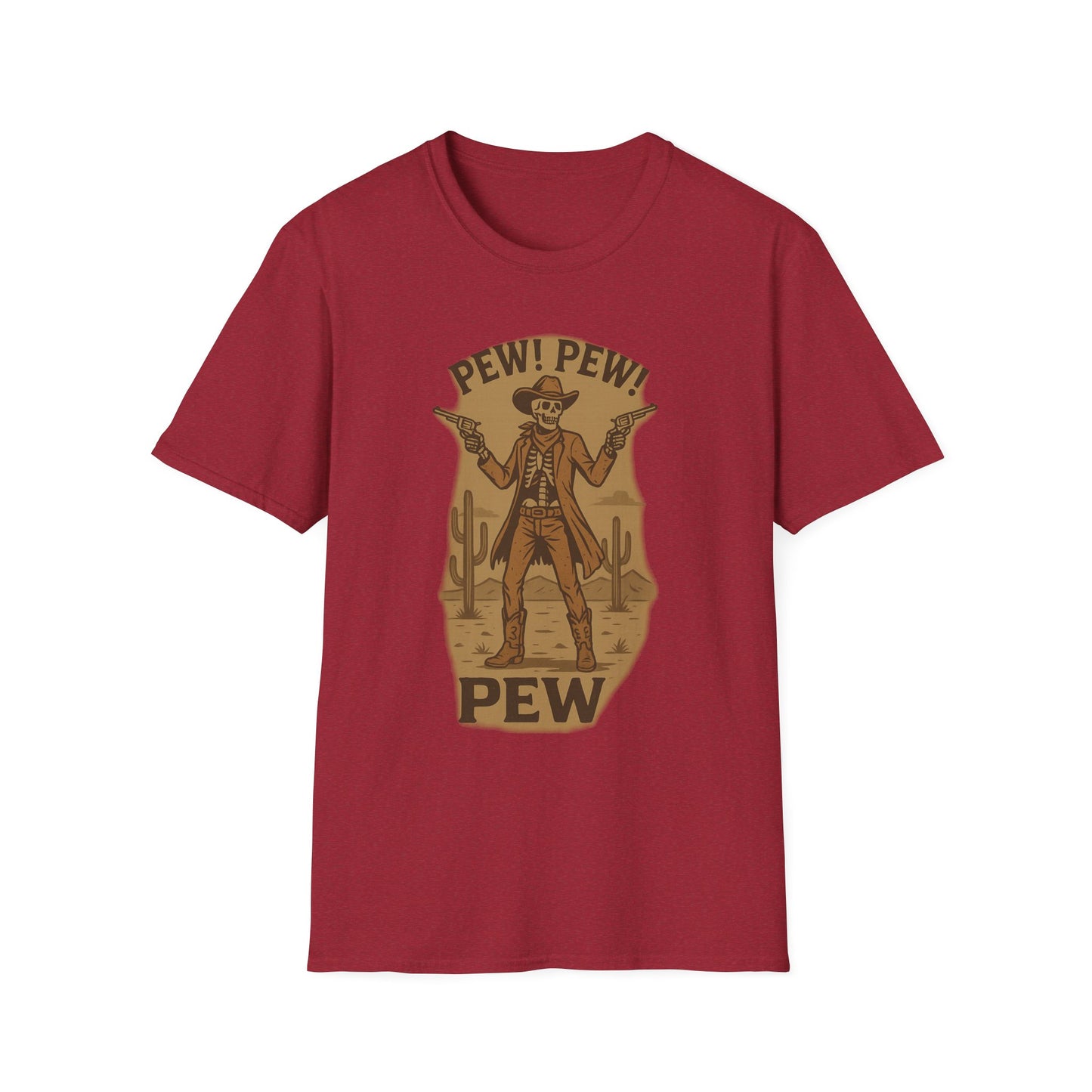 Vintage Western Skeleton T-Shirt - Pew! Pew! Gun Show Tee