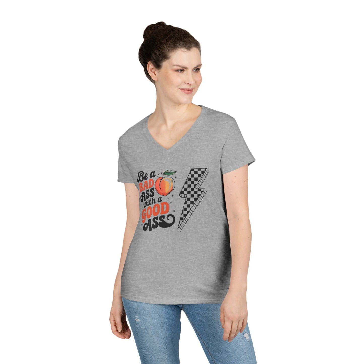 Be a Badass Ladies' V-Neck T-Shirt - Fun and Empowering Graphic Tee