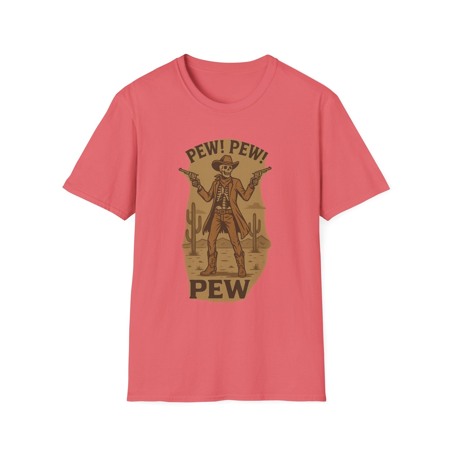 Vintage Western Skeleton T-Shirt - Pew! Pew! Gun Show Tee
