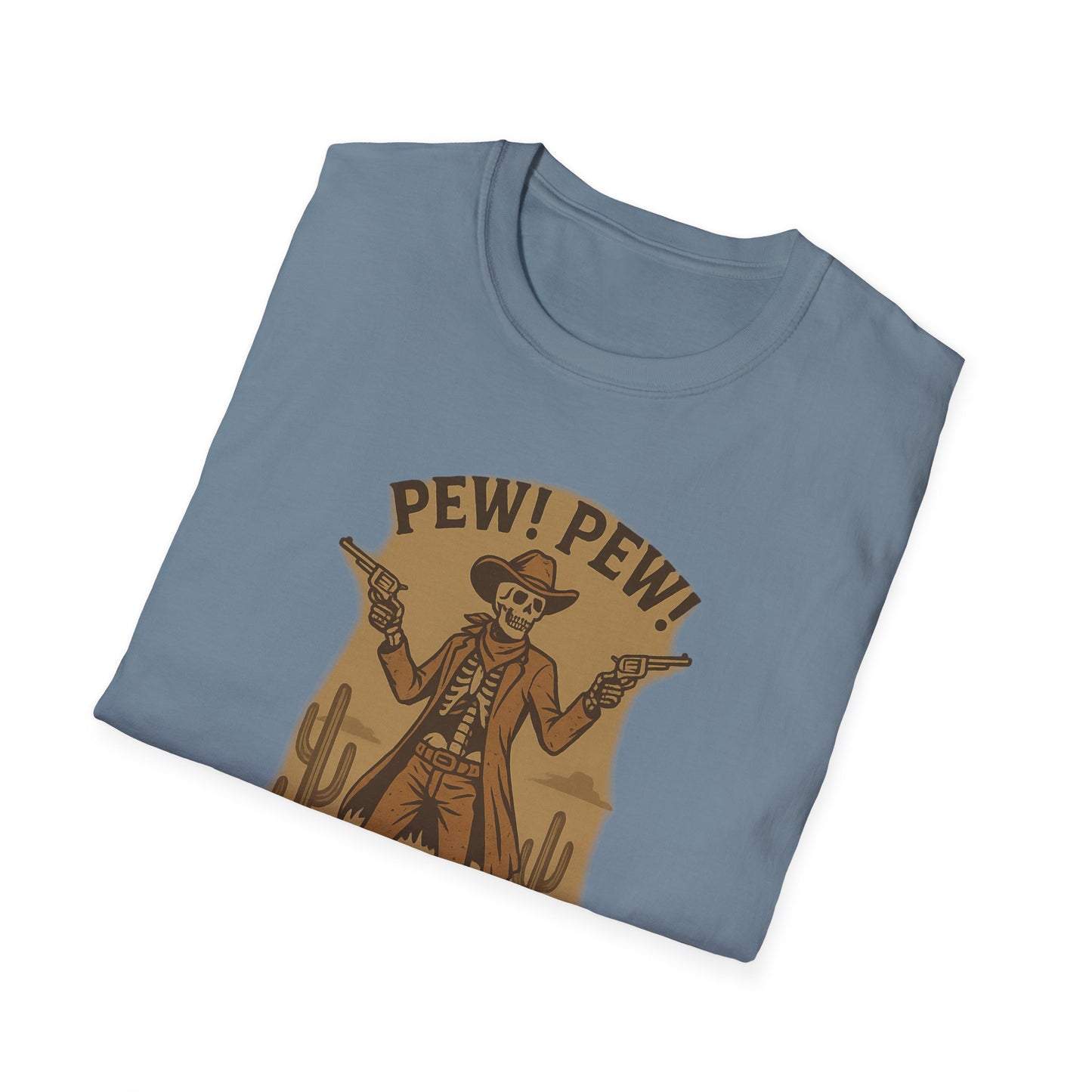 Vintage Western Skeleton T-Shirt - Pew! Pew! Gun Show Tee
