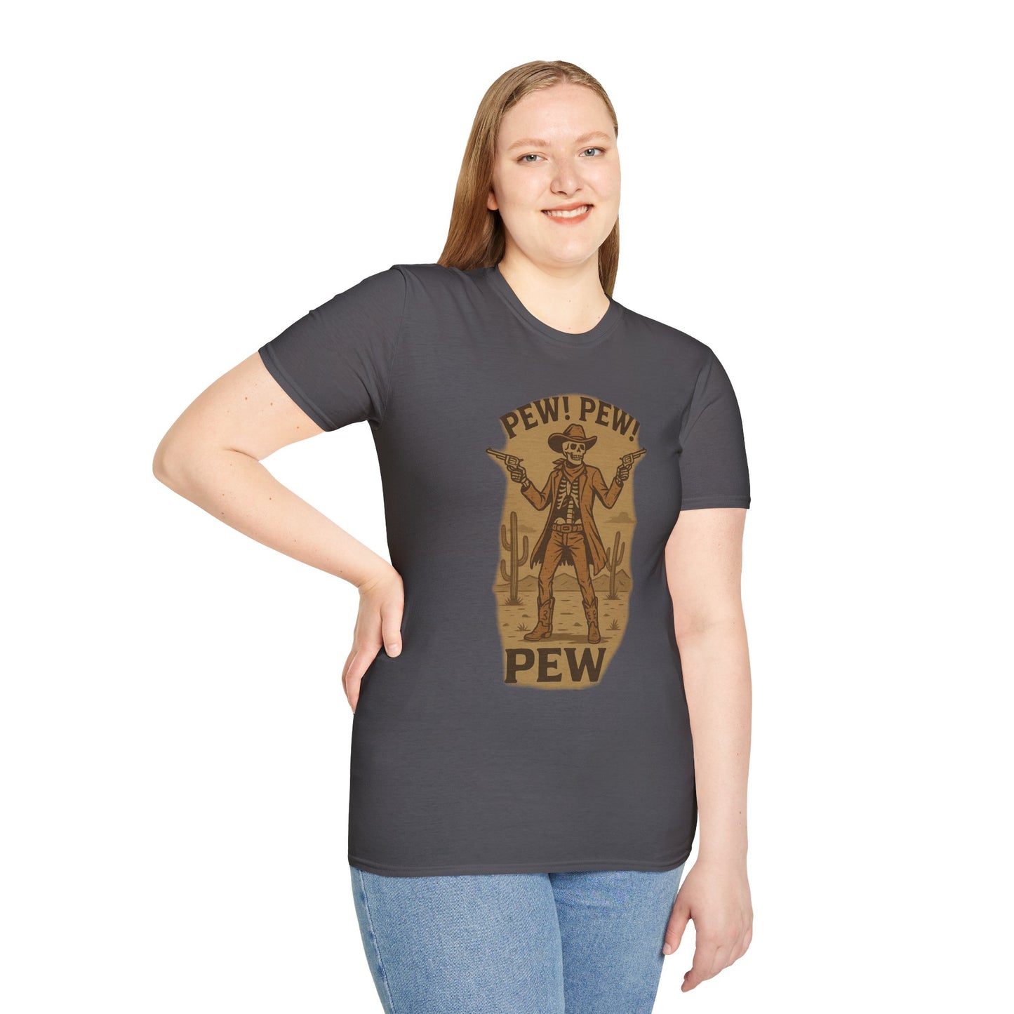 Vintage Western Skeleton T-Shirt - Pew! Pew! Gun Show Tee