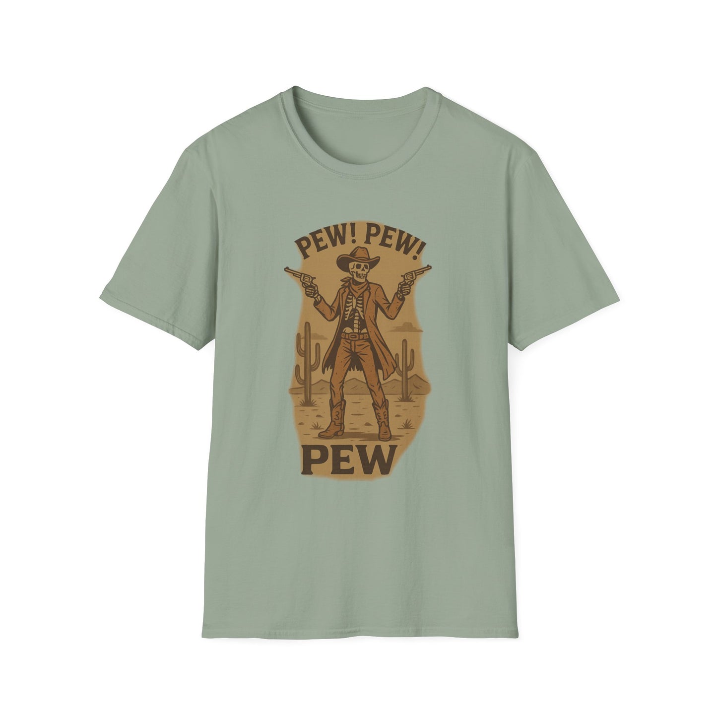 Vintage Western Skeleton T-Shirt - Pew! Pew! Gun Show Tee