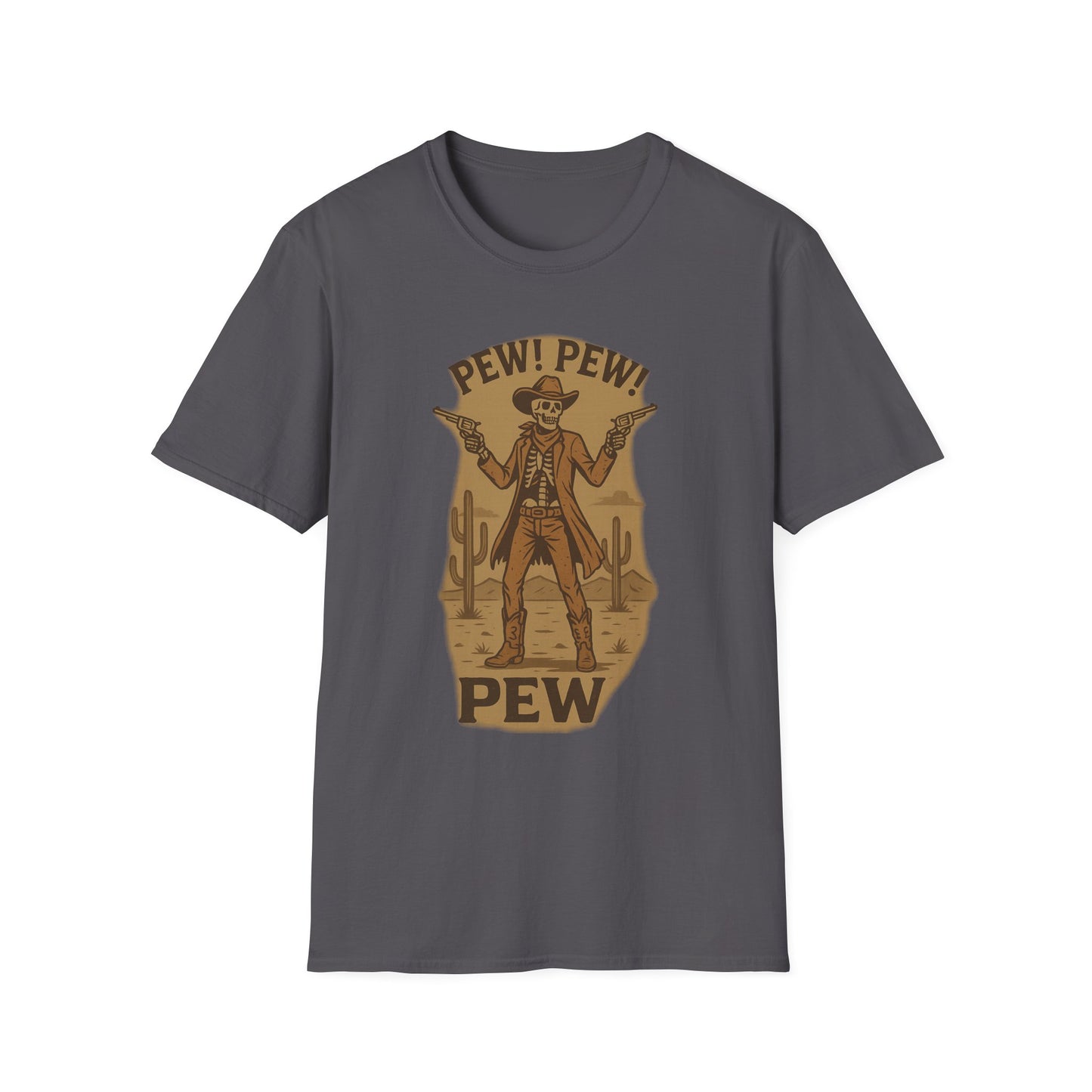 Vintage Western Skeleton T-Shirt - Pew! Pew! Gun Show Tee