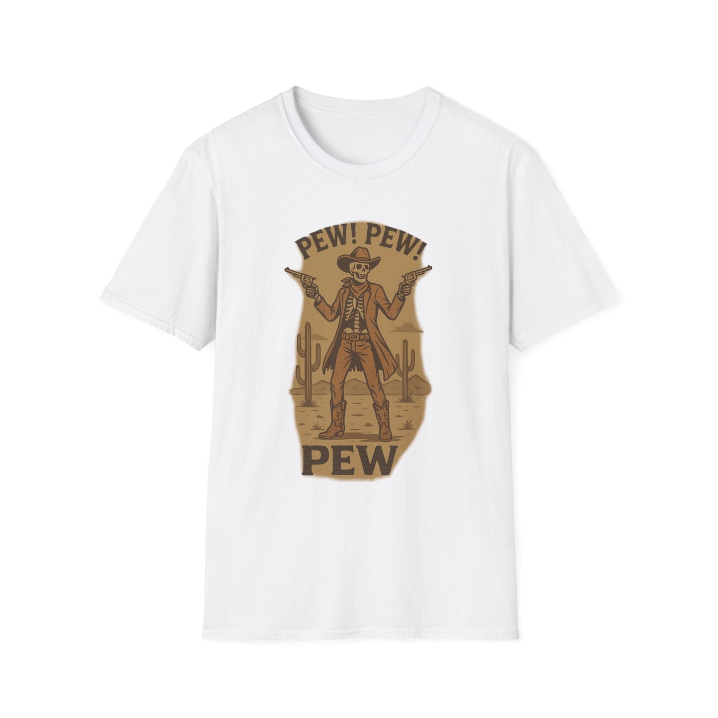 Vintage Western Skeleton T-Shirt - Pew! Pew! Gun Show Tee