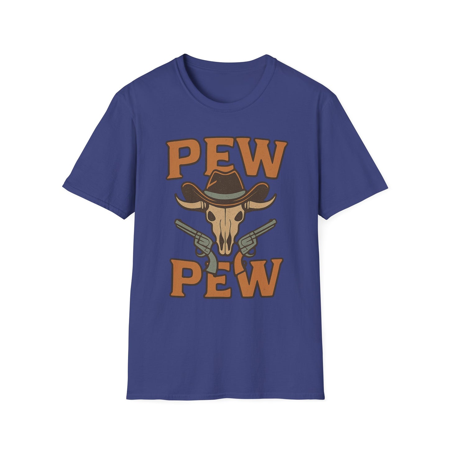 Pew Pew Cowboy Graphic T-Shirt - Unisex Softstyle Tee for Western Lovers