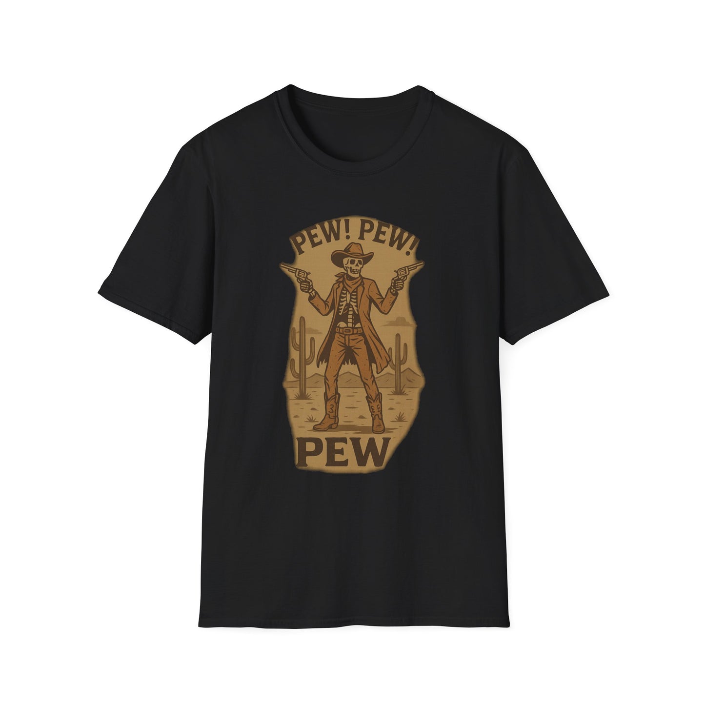 Vintage Western Skeleton T-Shirt - Pew! Pew! Gun Show Tee