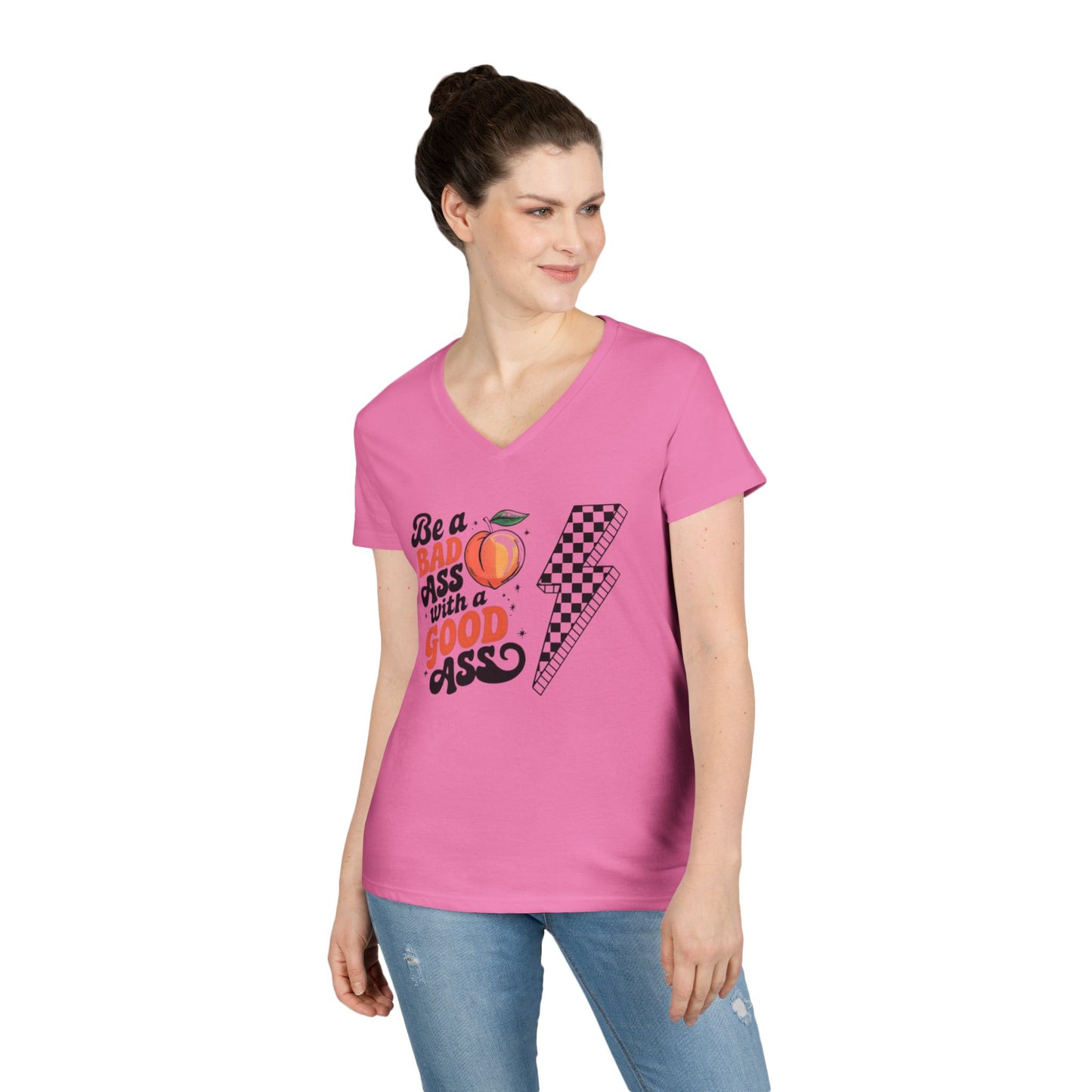 Be a Badass Ladies' V-Neck T-Shirt - Fun and Empowering Graphic Tee