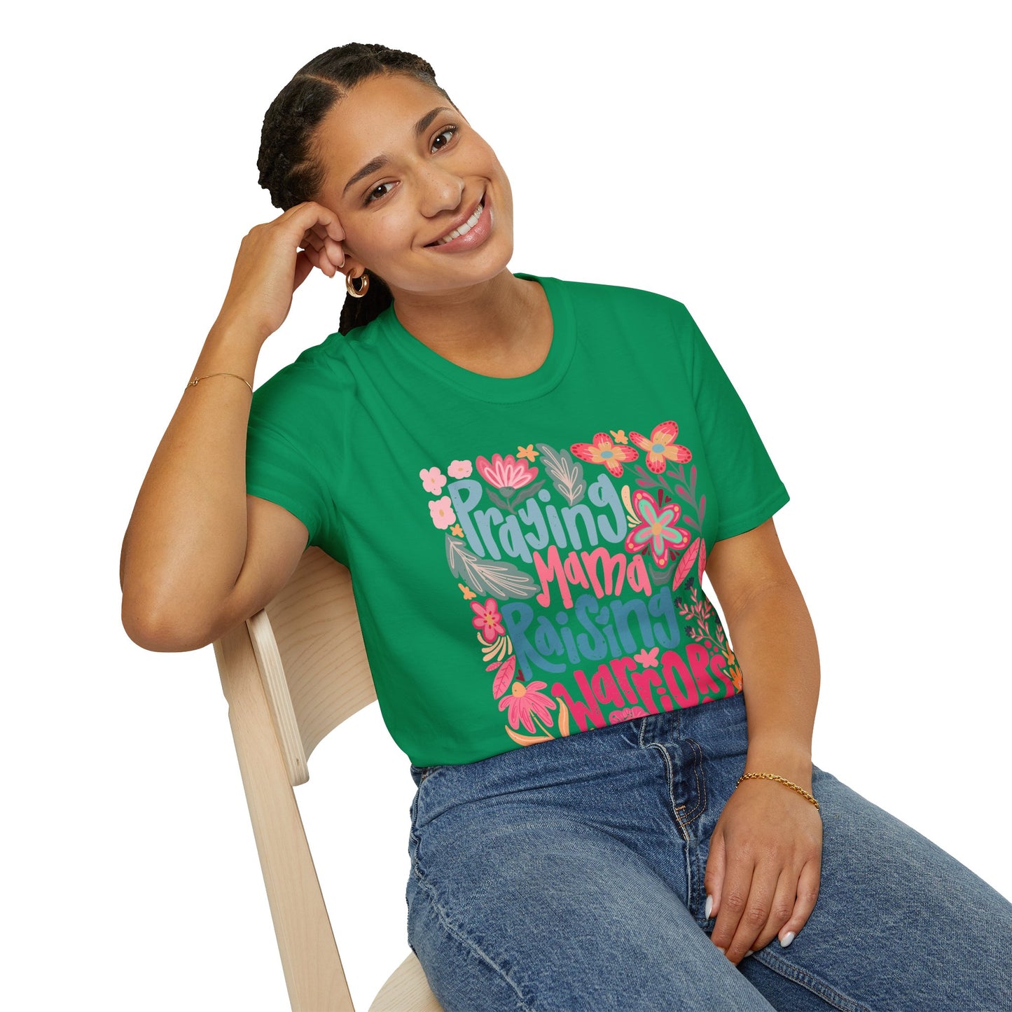 Praying Mama Raising Warriors T-Shirt | Unisex Softstyle Tee for Moms