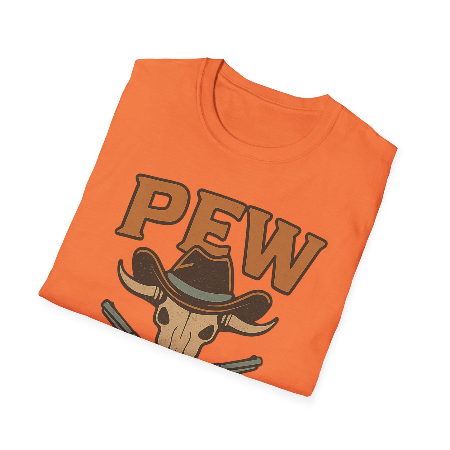 Pew Pew Cowboy Graphic T-Shirt - Unisex Softstyle Tee for Western Lovers