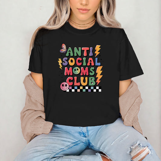 Anti Social Moms Club - Trendy Graphic Tee for Moms