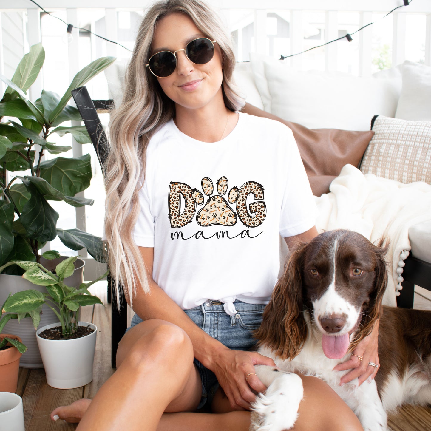 Dog Mama Leopard Print T-Shirt
