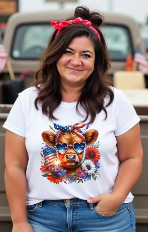 Patriotic Cow T-Shirt - Tee for Summer Celebrations