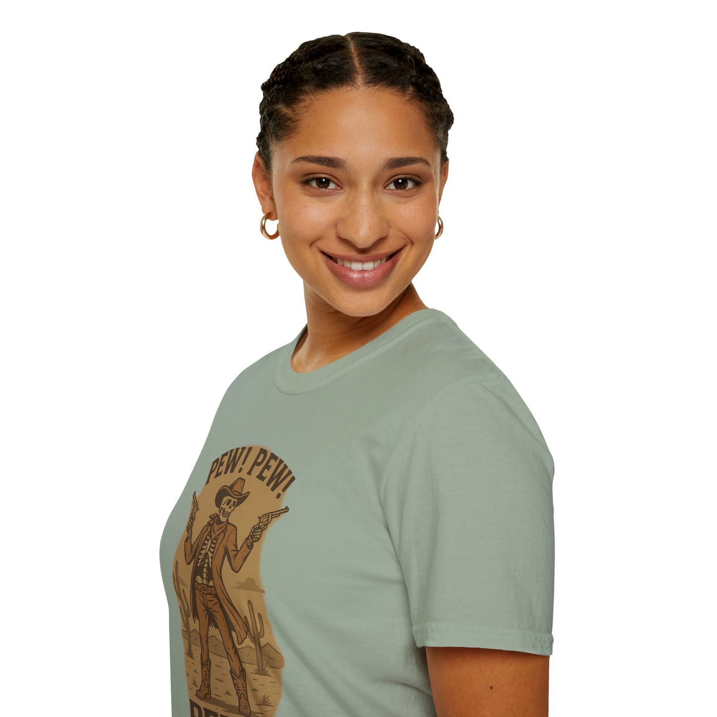 Vintage Western Skeleton T-Shirt - Pew! Pew! Gun Show Tee