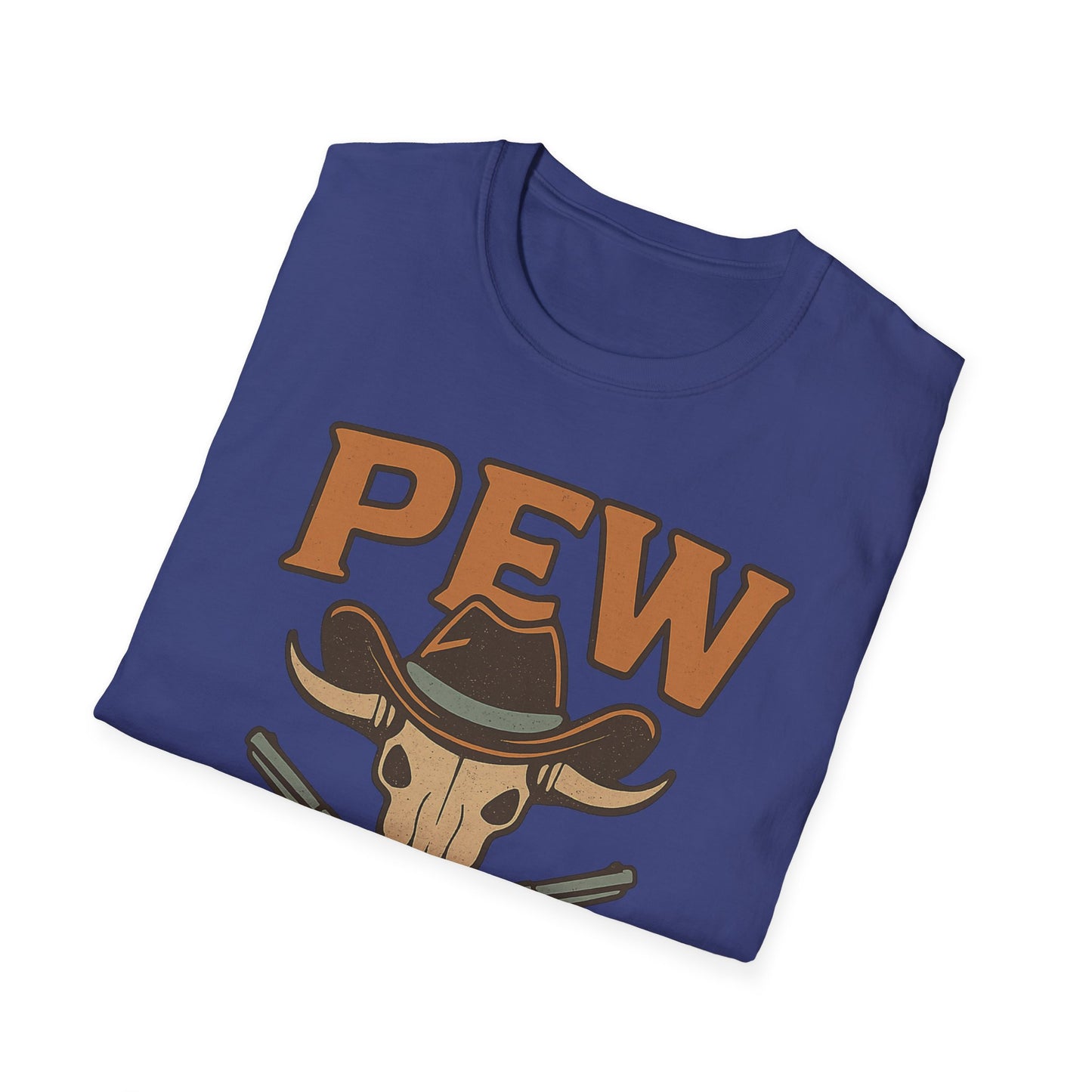 Pew Pew Cowboy Graphic T-Shirt - Unisex Softstyle Tee for Western Lovers