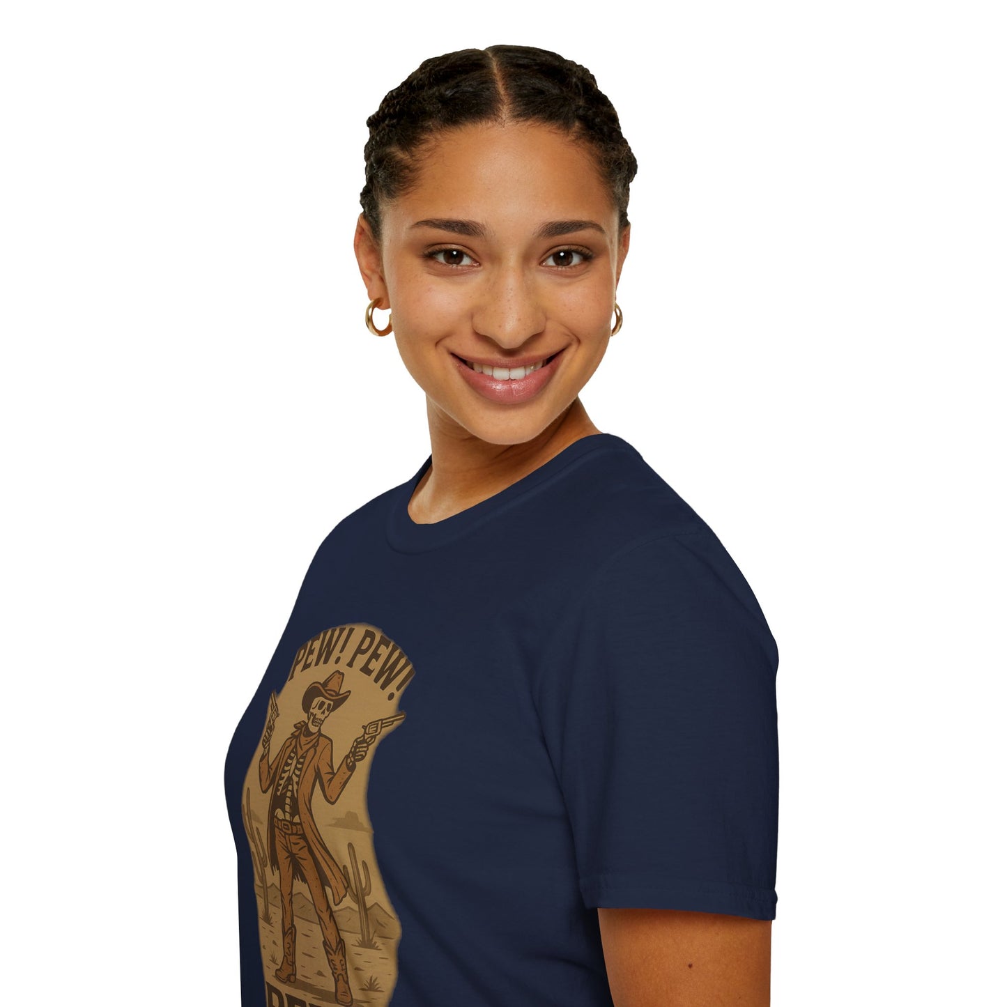 Vintage Western Skeleton T-Shirt - Pew! Pew! Gun Show Tee