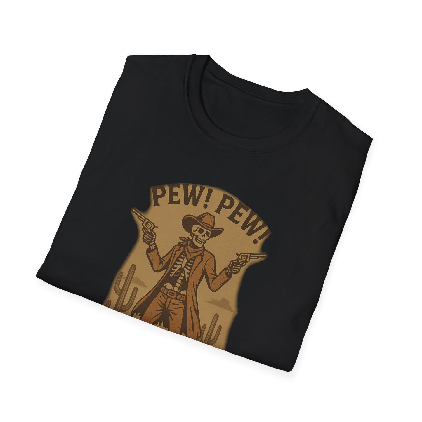 Vintage Western Skeleton T-Shirt - Pew! Pew! Gun Show Tee