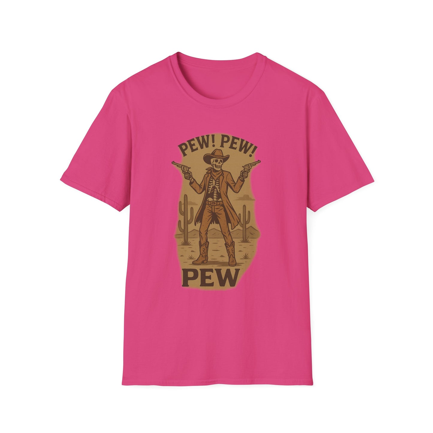 Vintage Western Skeleton T-Shirt - Pew! Pew! Gun Show Tee