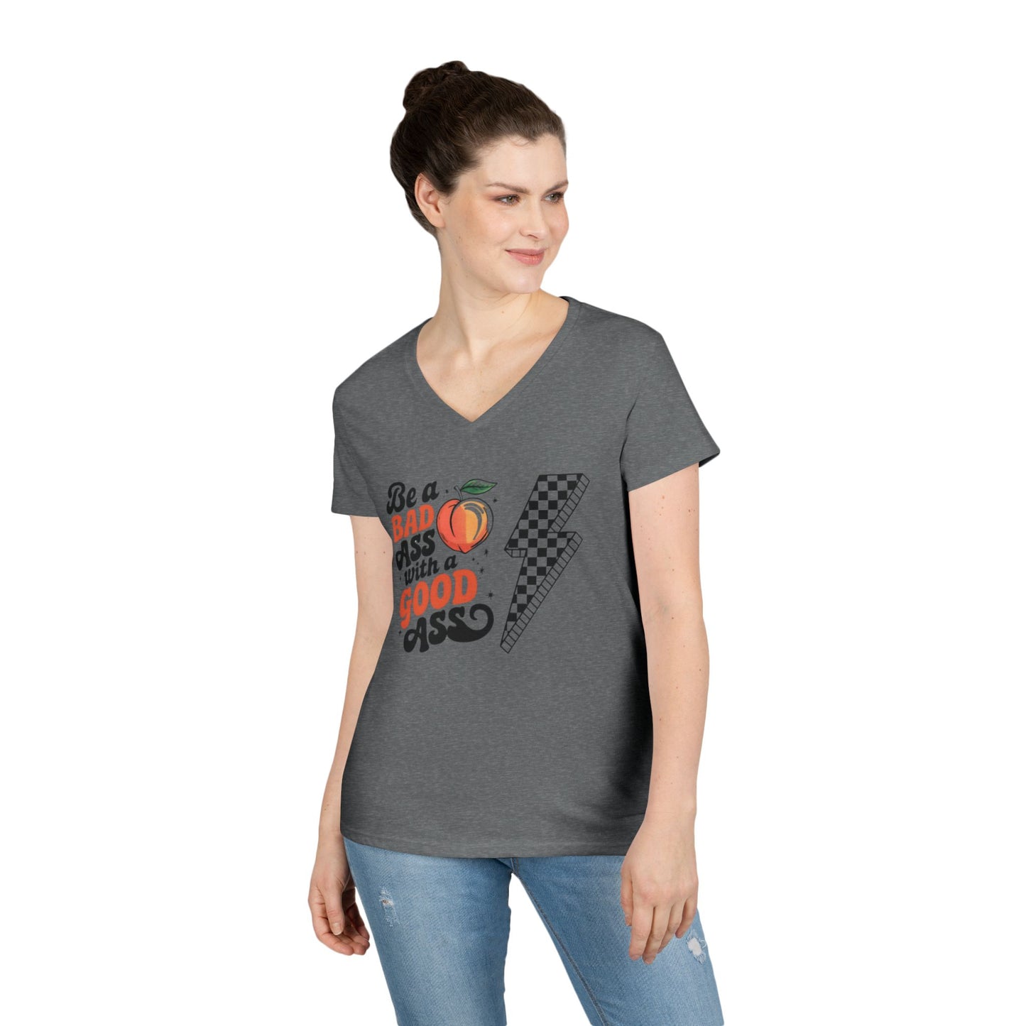 Be a Badass Ladies' V-Neck T-Shirt - Fun and Empowering Graphic Tee