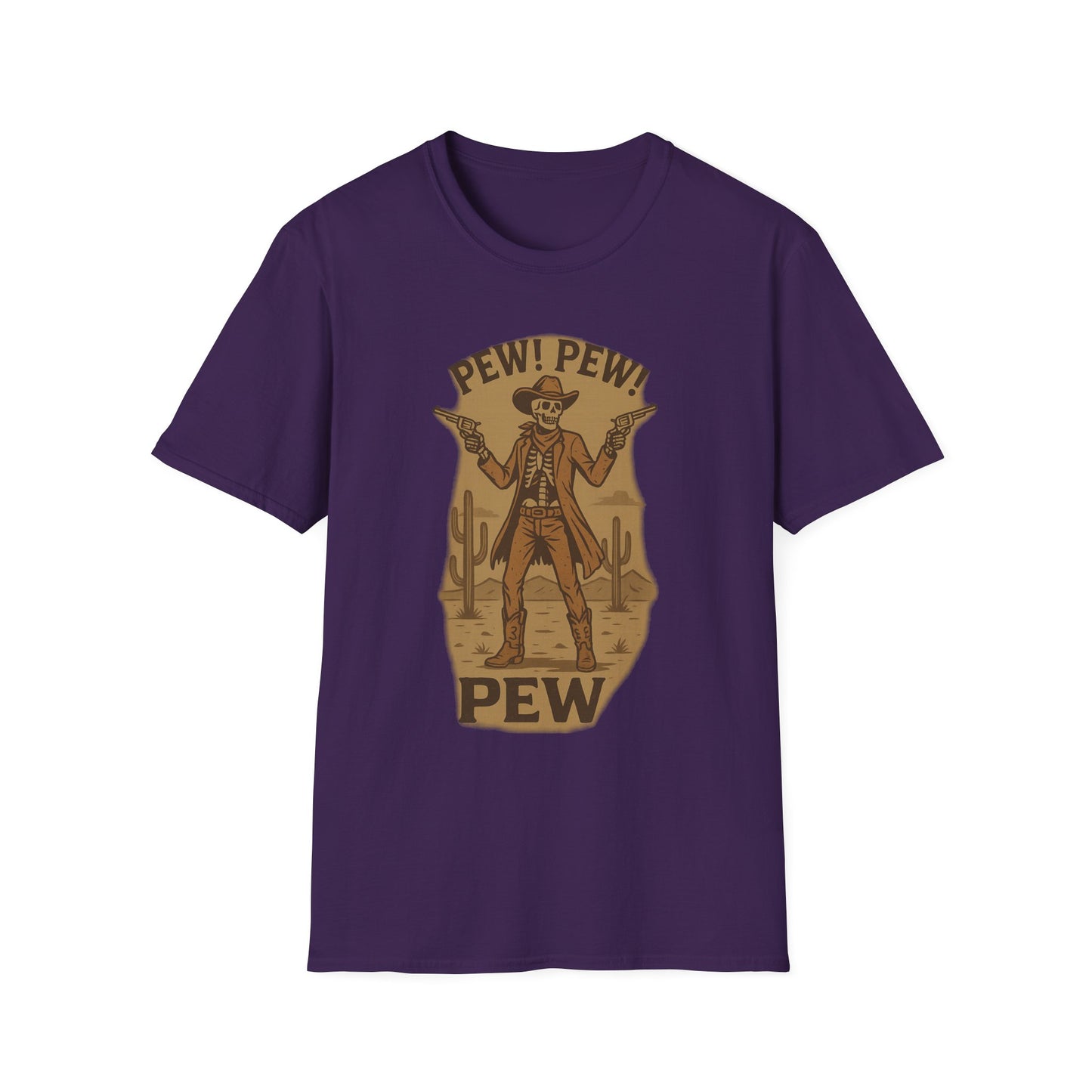 Vintage Western Skeleton T-Shirt - Pew! Pew! Gun Show Tee