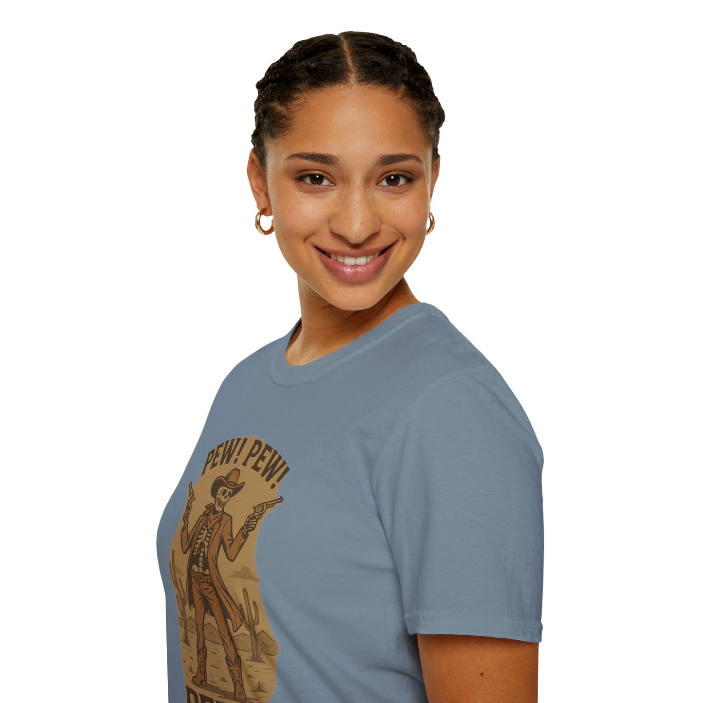 Vintage Western Skeleton T-Shirt - Pew! Pew! Gun Show Tee