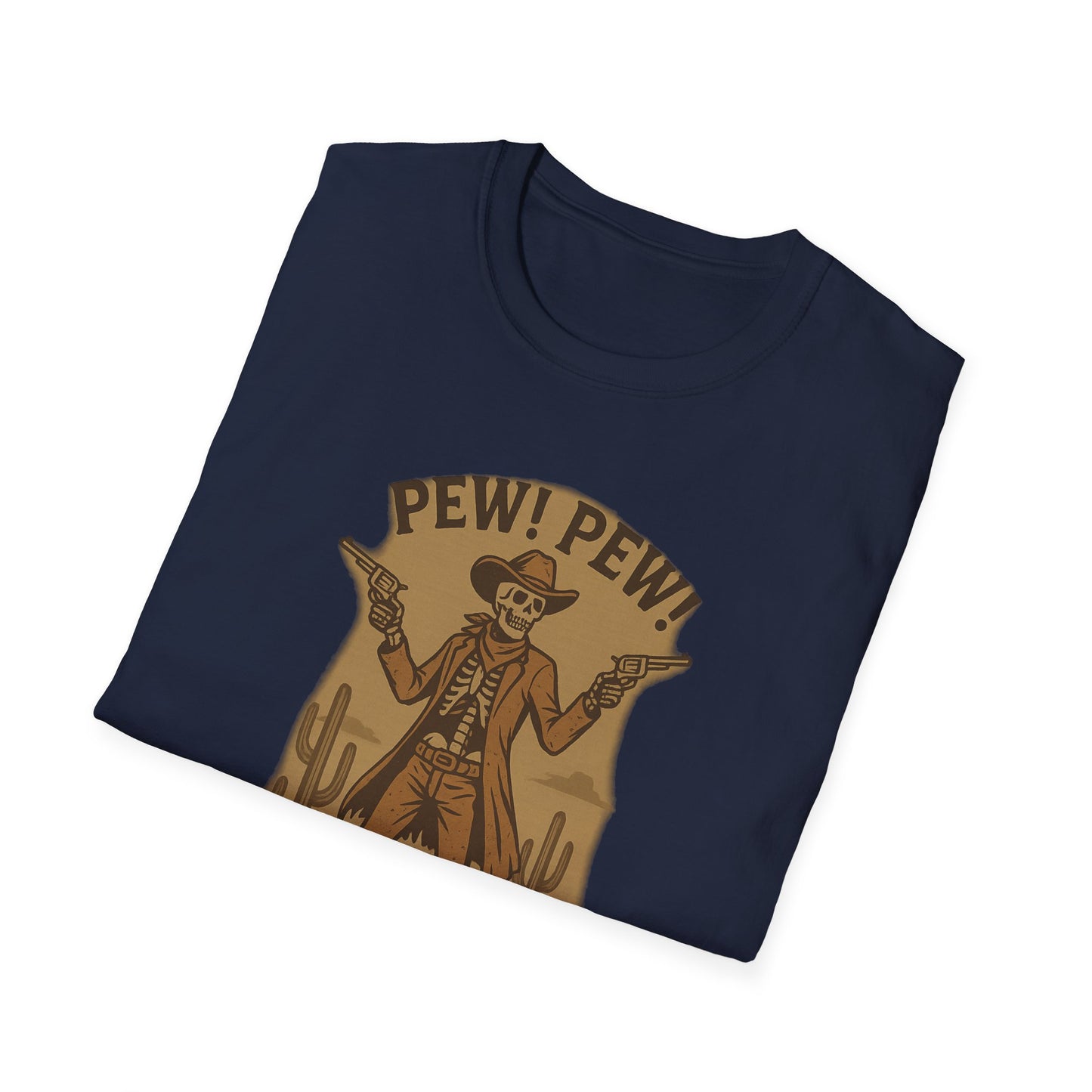 Vintage Western Skeleton T-Shirt - Pew! Pew! Gun Show Tee