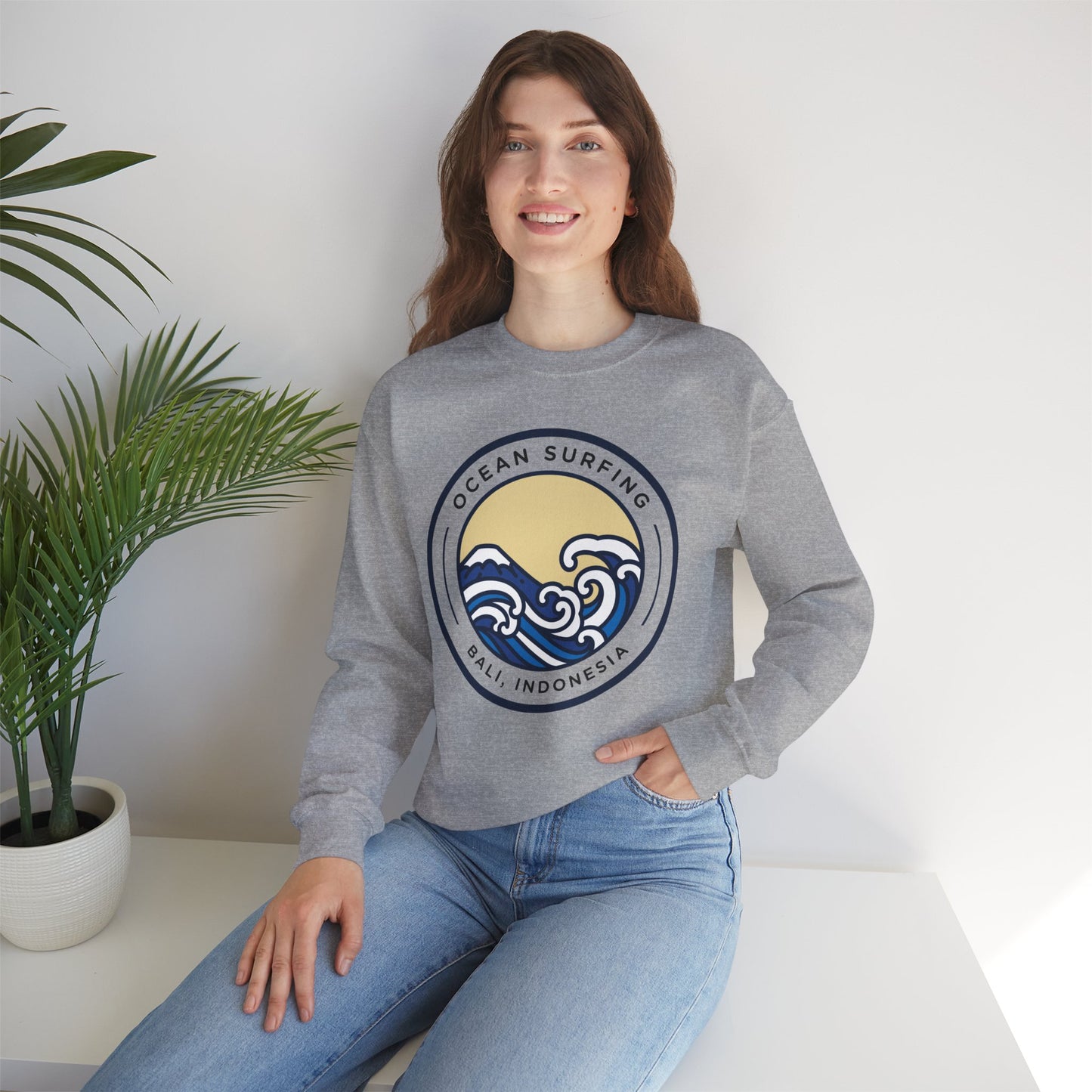 Ocean Surfing Bali Crewneck Sweatshirt - Unisex Heavy Blend
