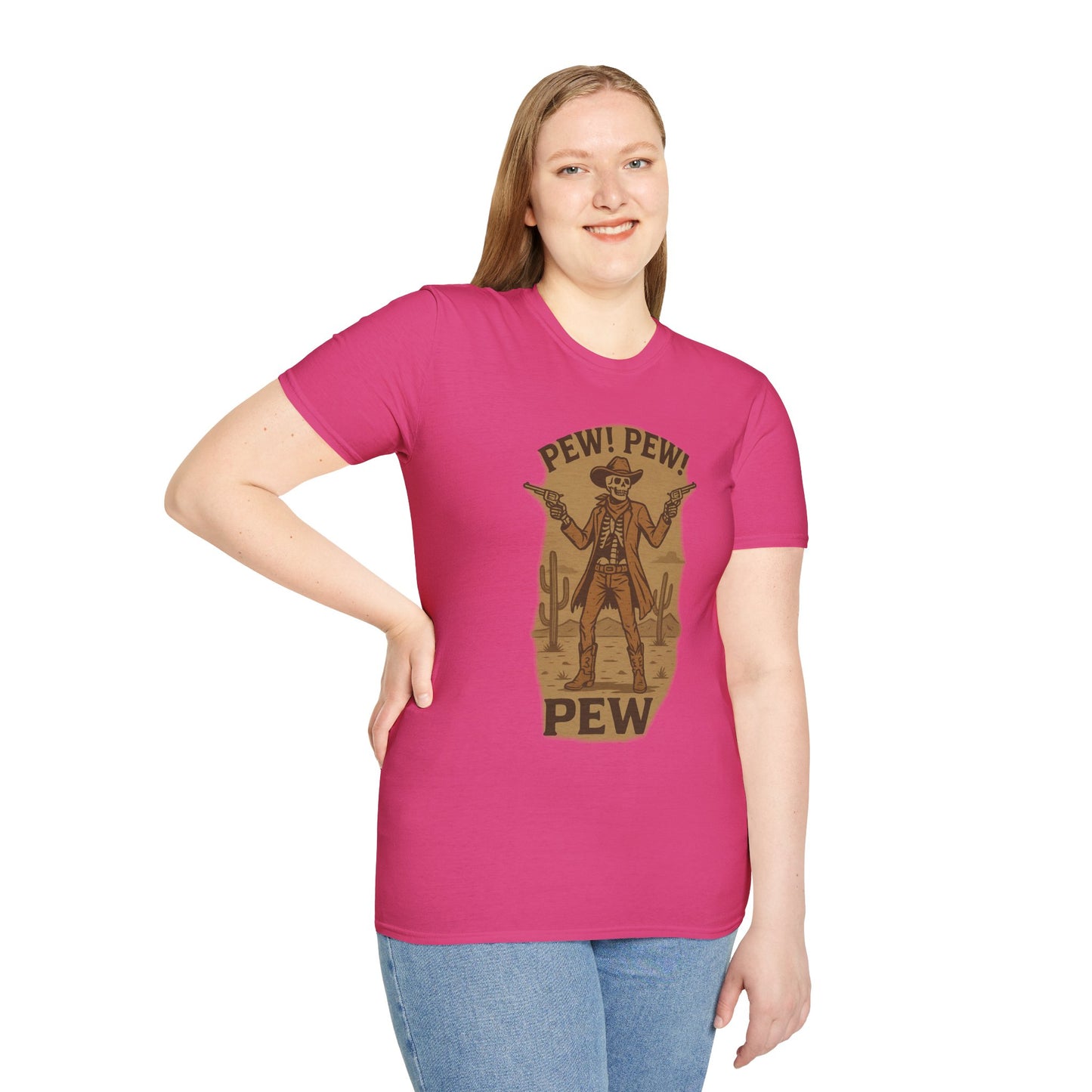 Vintage Western Skeleton T-Shirt - Pew! Pew! Gun Show Tee