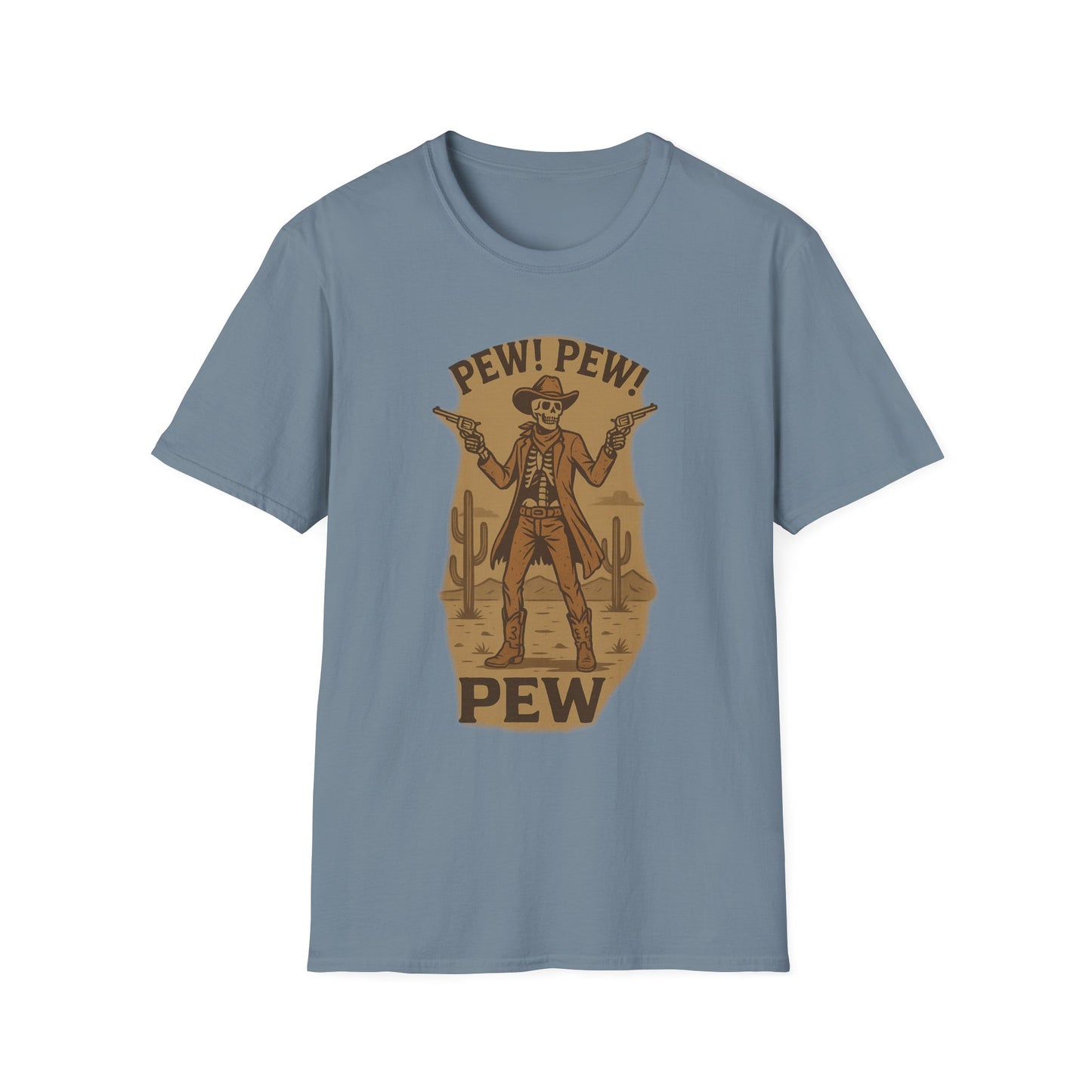 Vintage Western Skeleton T-Shirt - Pew! Pew! Gun Show Tee