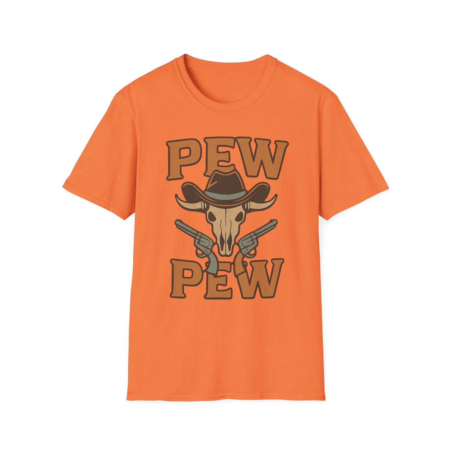 Pew Pew Cowboy Graphic T-Shirt - Unisex Softstyle Tee for Western Lovers