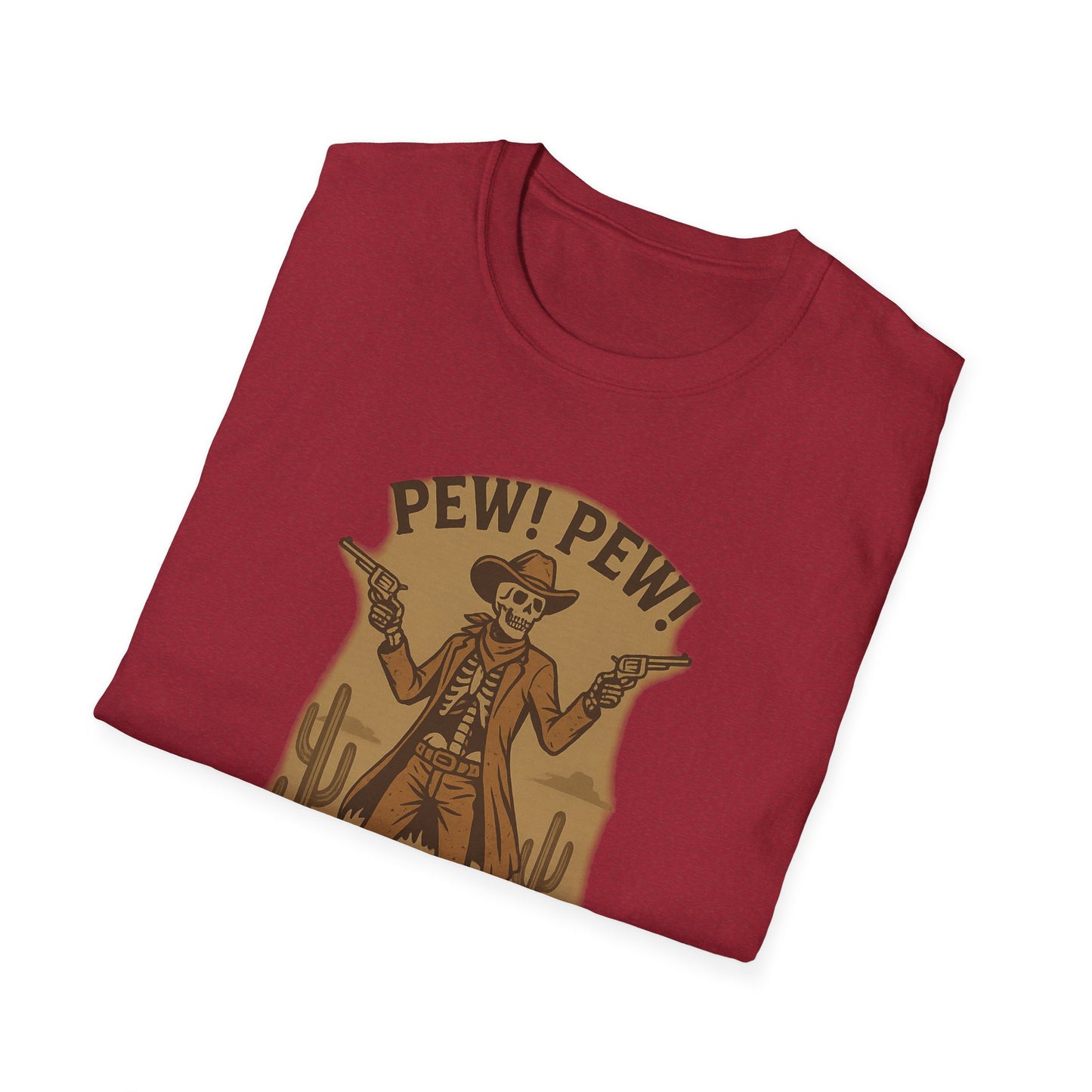 Vintage Western Skeleton T-Shirt - Pew! Pew! Gun Show Tee