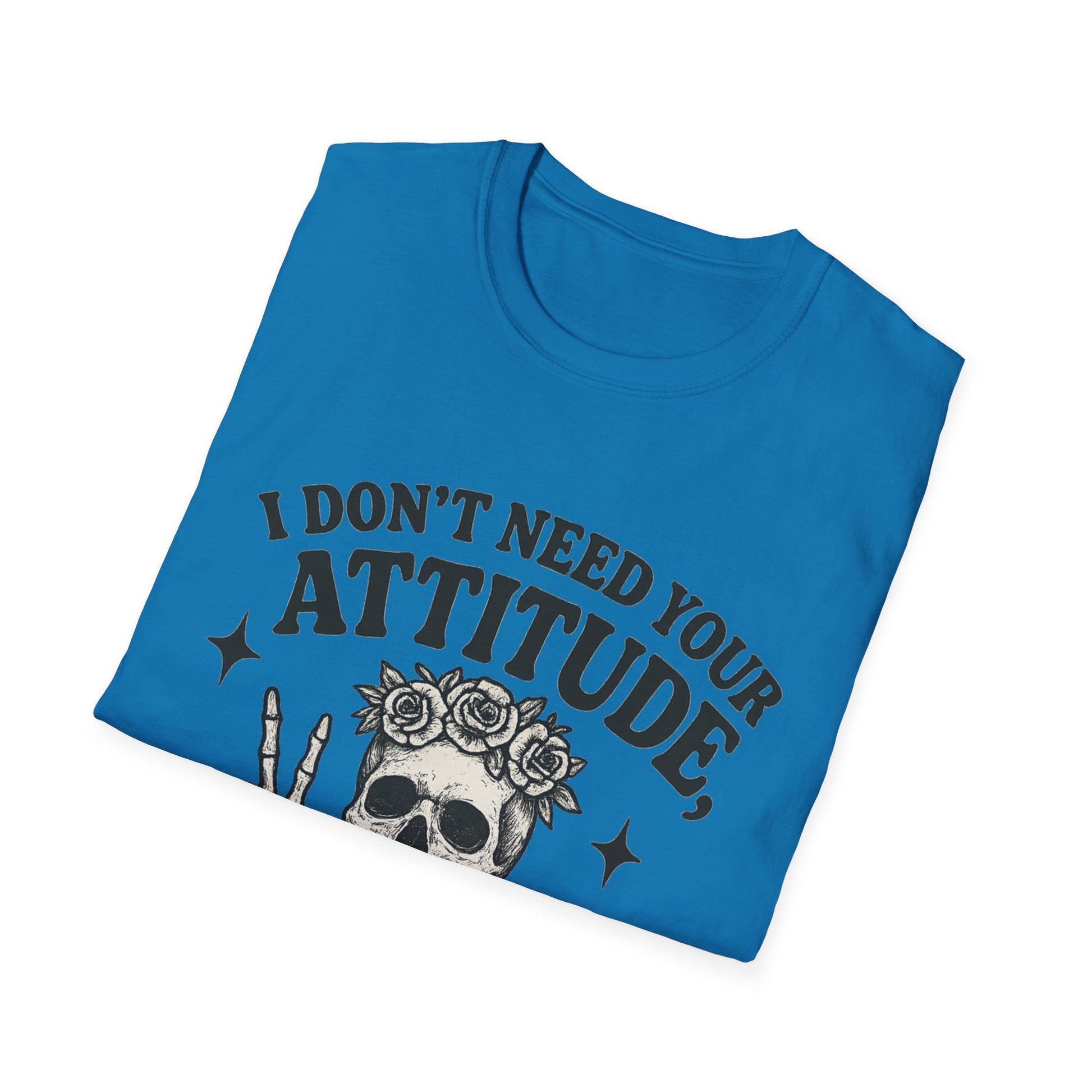 Attitude Skull Graphic Tee, Edgy Gift, Hipster Fashion, Festival Outfit, Statement Top - Shirt Happens Graphics