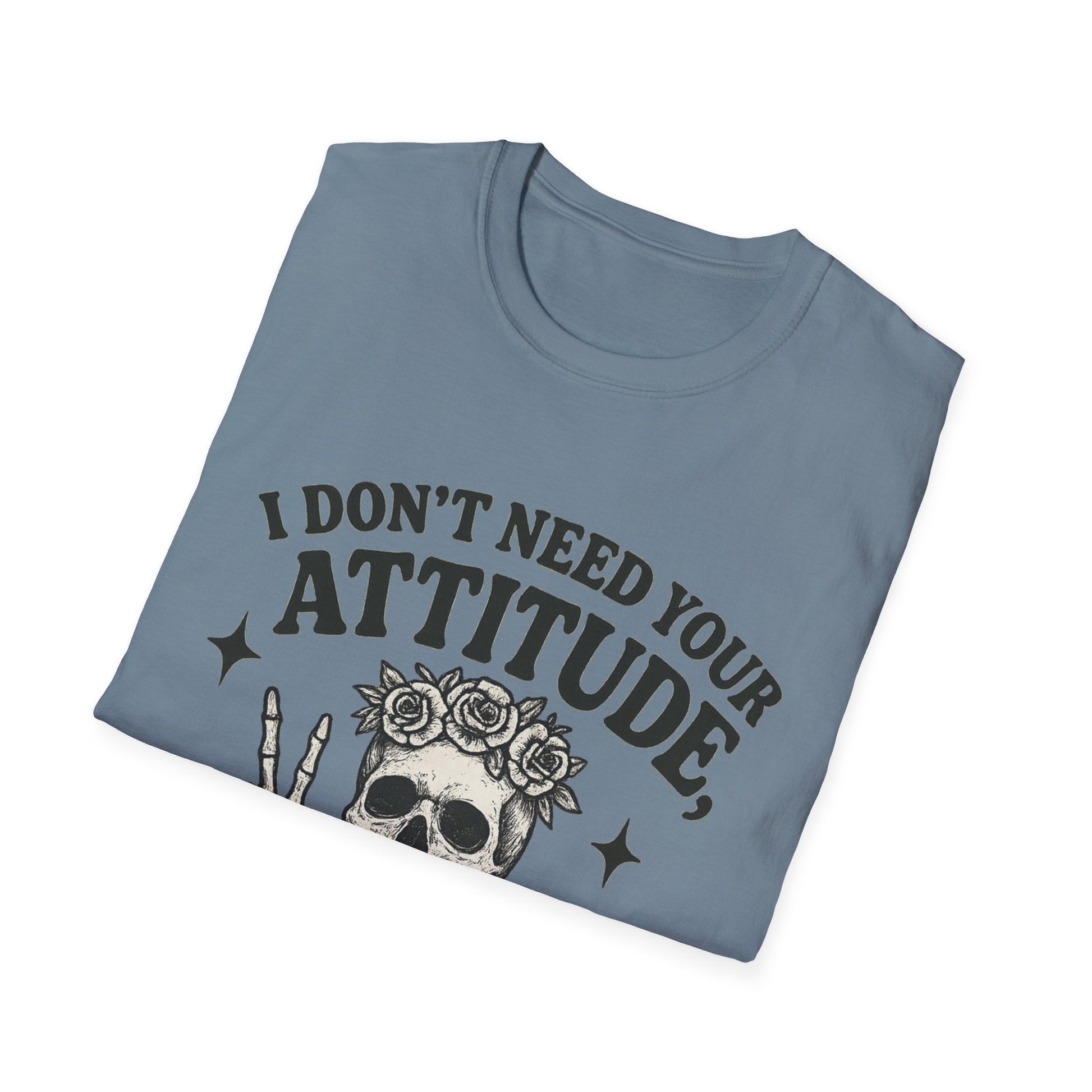 Attitude Skull Graphic Tee, Edgy Gift, Hipster Fashion, Festival Outfit, Statement Top - Shirt Happens Graphics