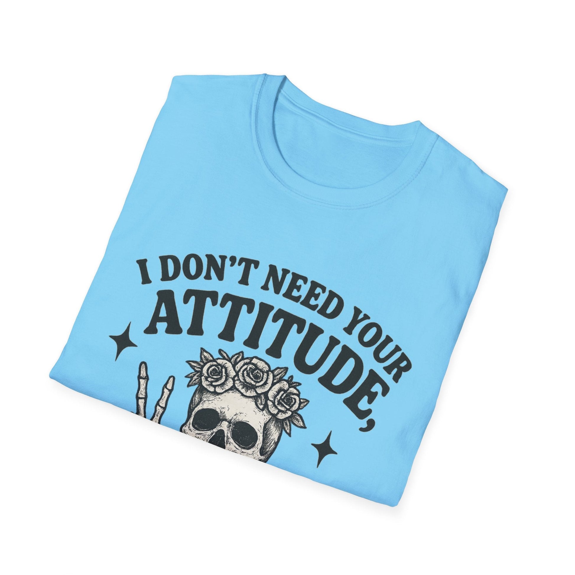 Attitude Skull Graphic Tee, Edgy Gift, Hipster Fashion, Festival Outfit, Statement Top - Shirt Happens Graphics