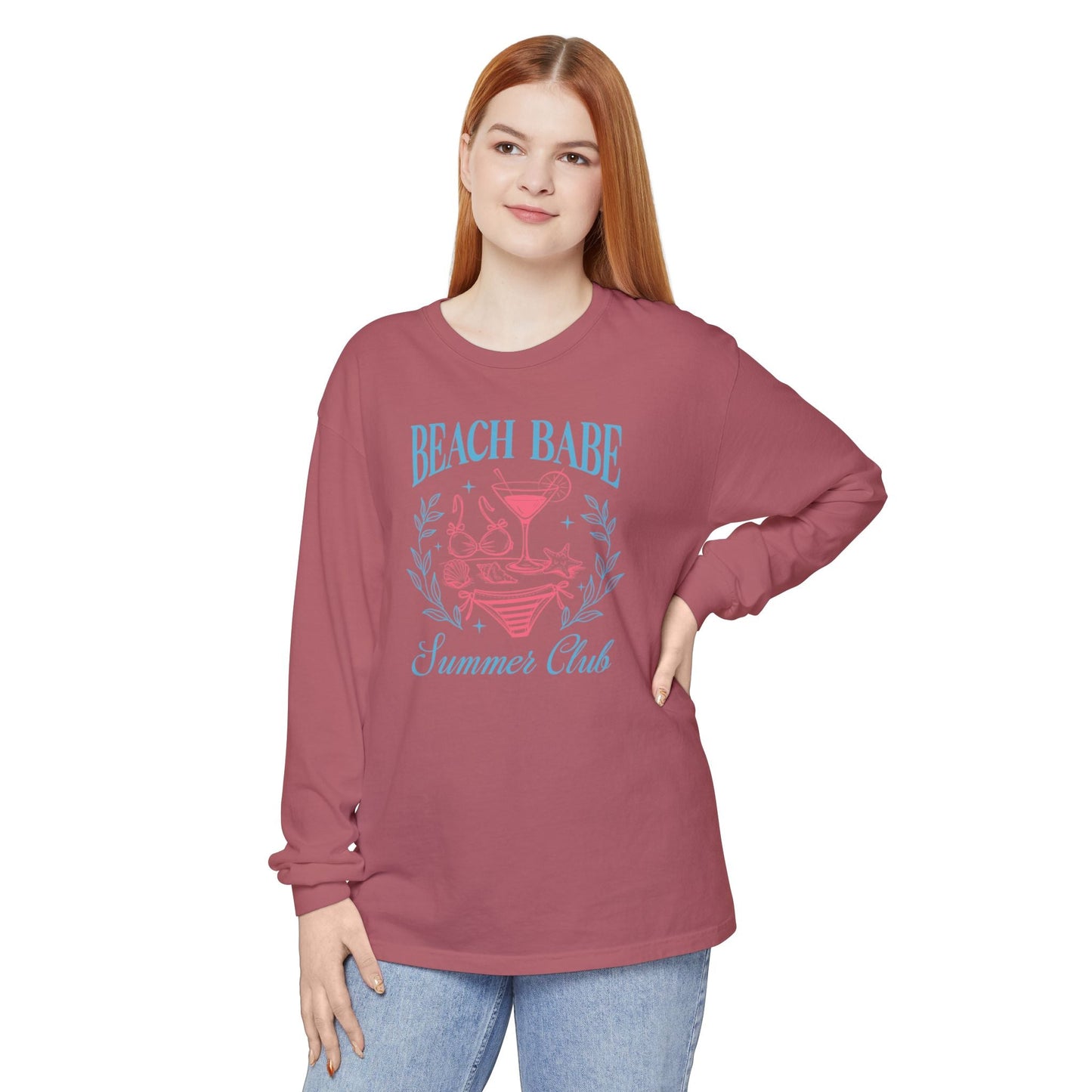 Beach Babe Long Sleeve T-Shirt, Beach Vacation Top, Summer Club Shirt, Casual Summer Wear, Gift for Beach Lovers - Shirt Happens Graphics