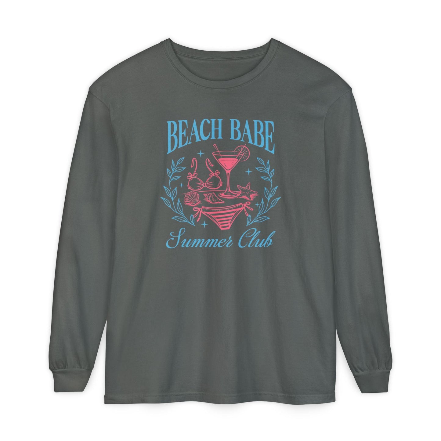 Beach Babe Long Sleeve T-Shirt, Beach Vacation Top, Summer Club Shirt, Casual Summer Wear, Gift for Beach Lovers - Shirt Happens Graphics