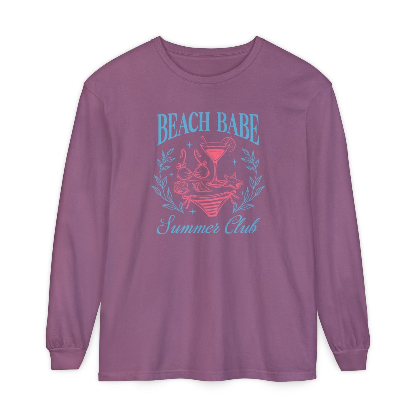 Beach Babe Long Sleeve T-Shirt, Beach Vacation Top, Summer Club Shirt, Casual Summer Wear, Gift for Beach Lovers - Shirt Happens Graphics