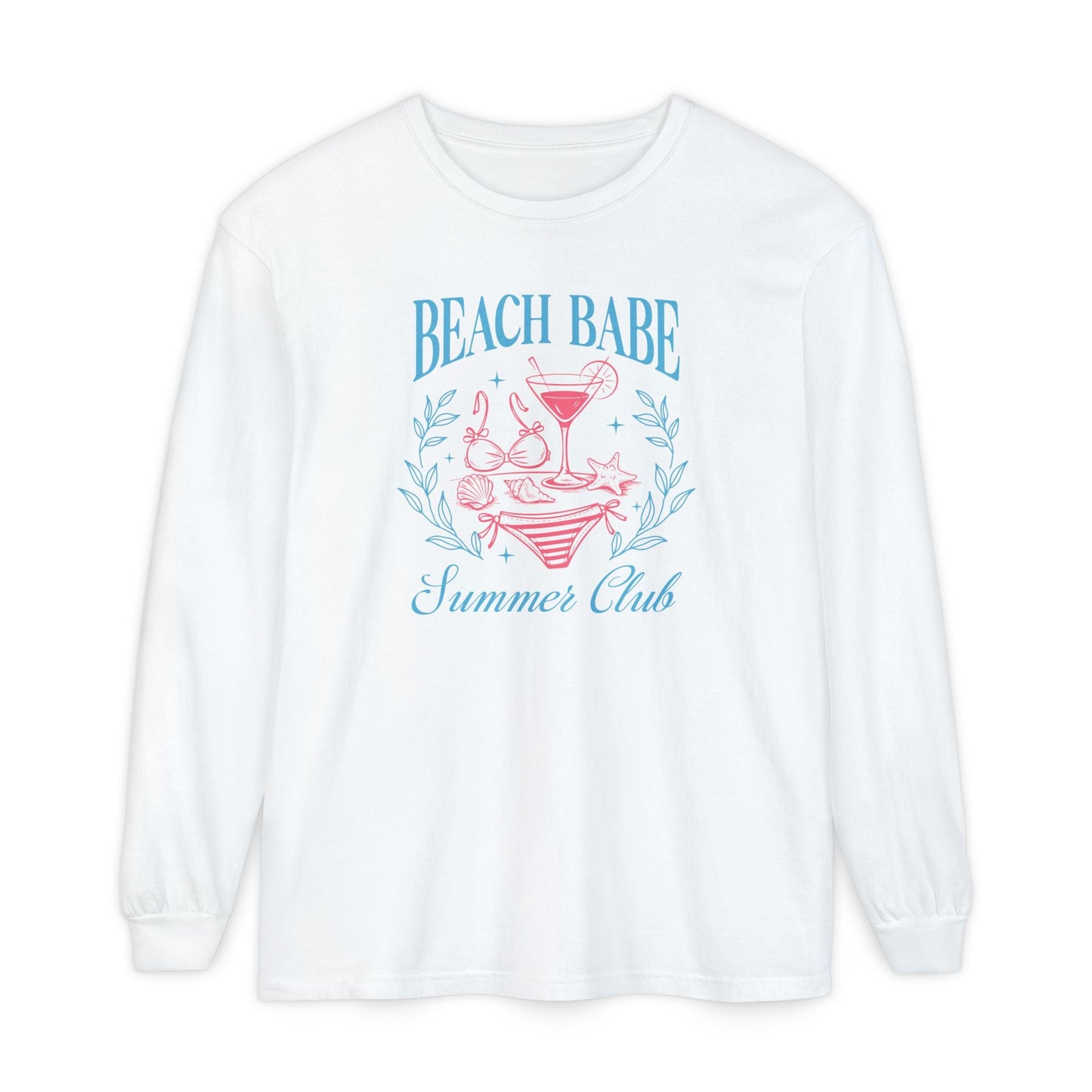Beach Babe Long Sleeve T-Shirt, Beach Vacation Top, Summer Club Shirt, Casual Summer Wear, Gift for Beach Lovers - Shirt Happens Graphics