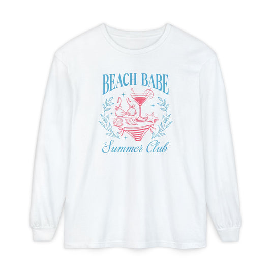 Beach Babe Long Sleeve T-Shirt, Beach Vacation Top, Summer Club Shirt, Casual Summer Wear, Gift for Beach Lovers - Shirt Happens Graphics