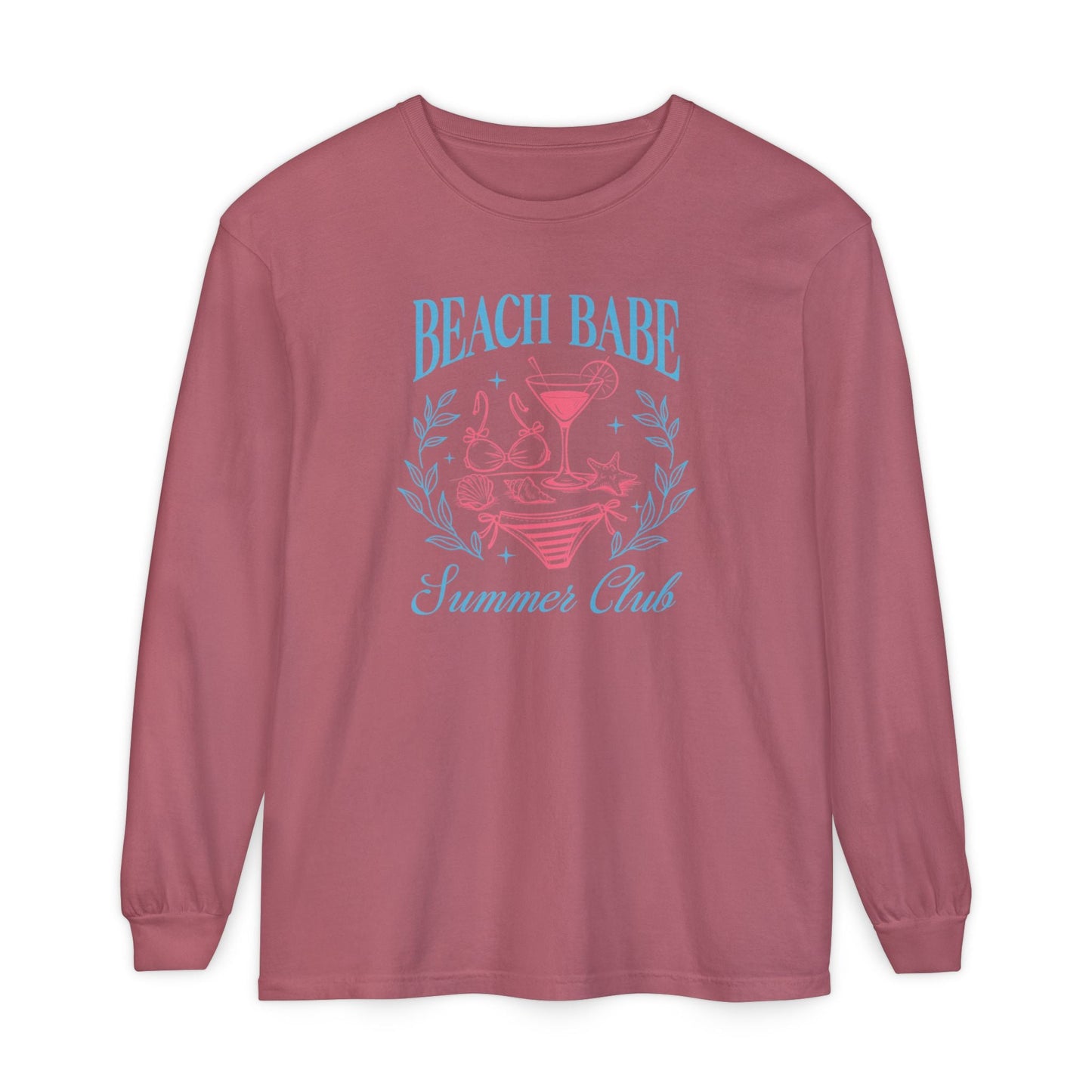 Beach Babe Long Sleeve T-Shirt, Beach Vacation Top, Summer Club Shirt, Casual Summer Wear, Gift for Beach Lovers - Shirt Happens Graphics