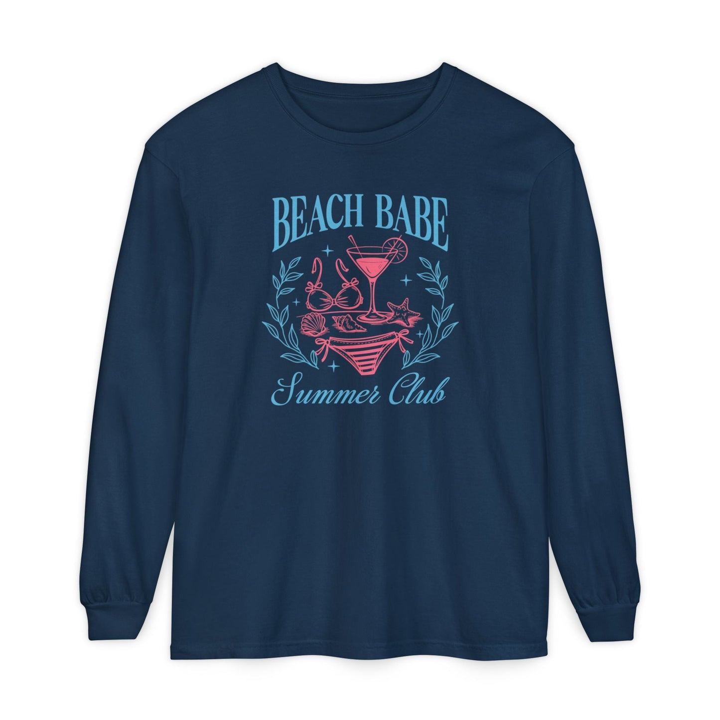 Beach Babe Long Sleeve T-Shirt, Beach Vacation Top, Summer Club Shirt, Casual Summer Wear, Gift for Beach Lovers - Shirt Happens Graphics