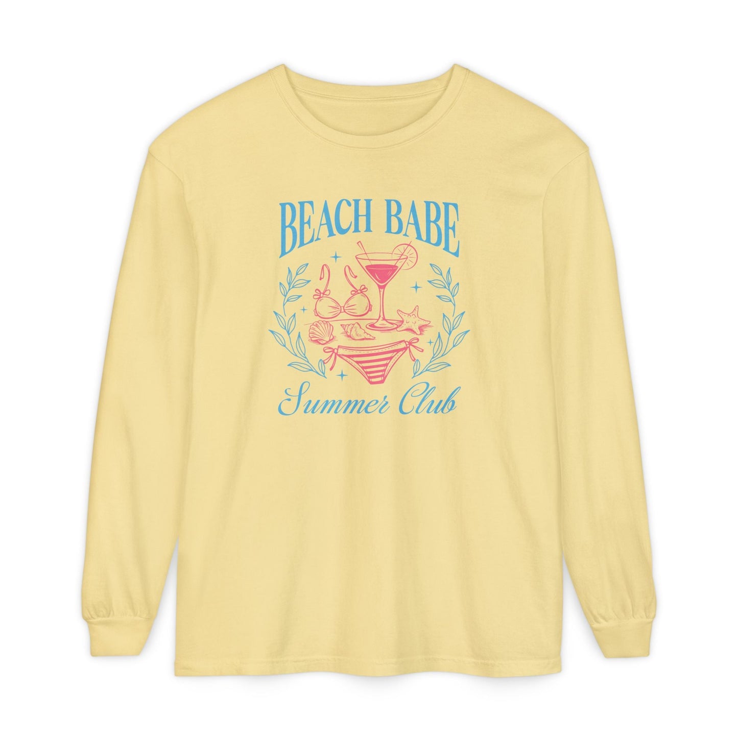 Beach Babe Long Sleeve T-Shirt, Beach Vacation Top, Summer Club Shirt, Casual Summer Wear, Gift for Beach Lovers - Shirt Happens Graphics