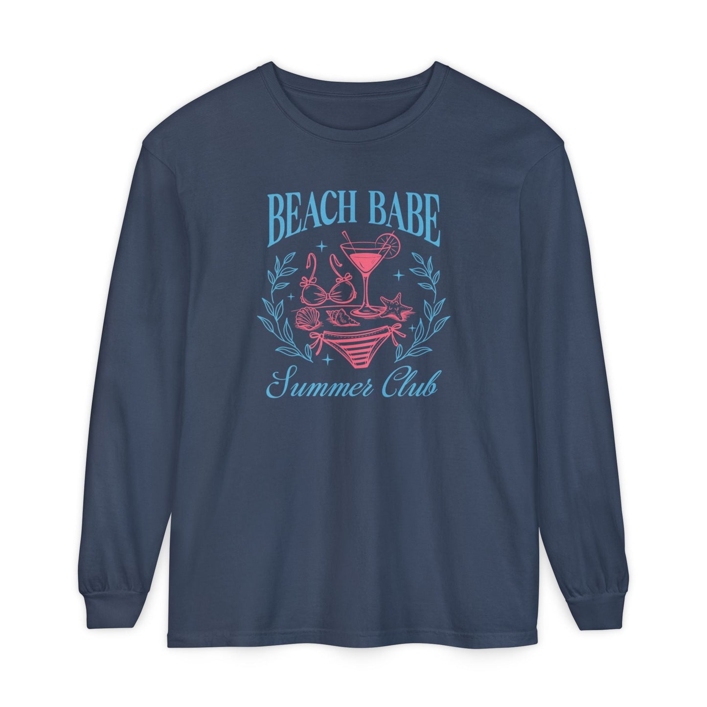 Beach Babe Long Sleeve T-Shirt, Beach Vacation Top, Summer Club Shirt, Casual Summer Wear, Gift for Beach Lovers - Shirt Happens Graphics