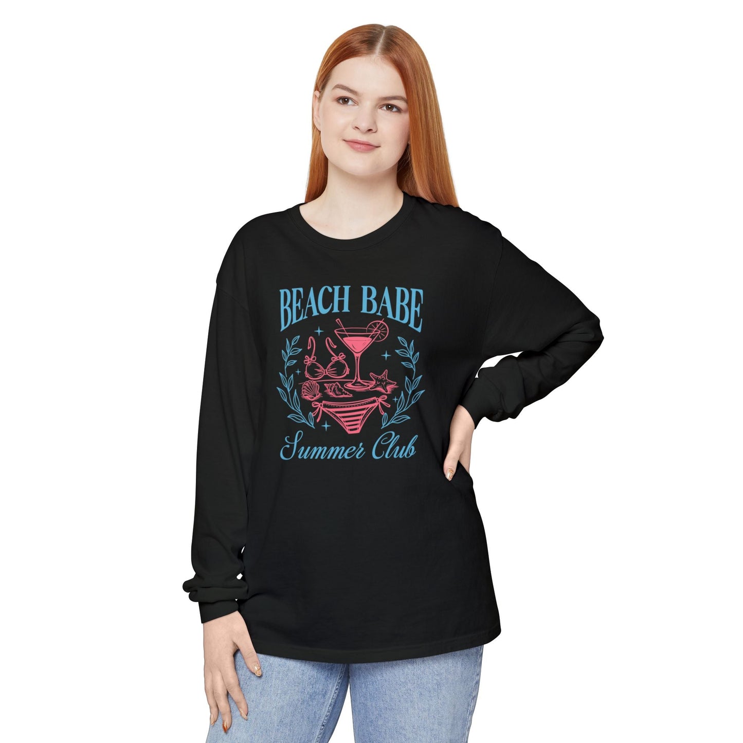 Beach Babe Long Sleeve T-Shirt, Beach Vacation Top, Summer Club Shirt, Casual Summer Wear, Gift for Beach Lovers - Shirt Happens Graphics