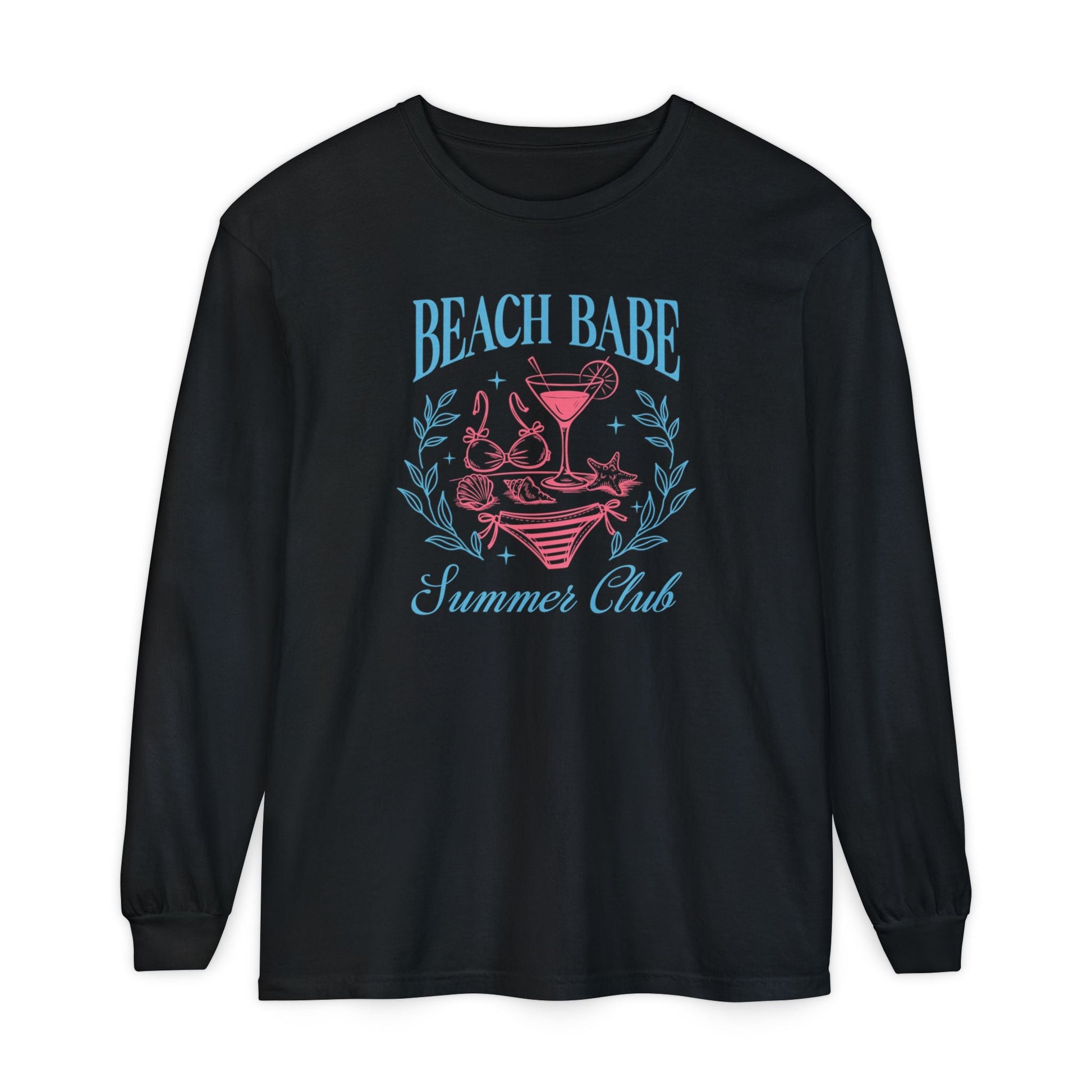 Beach Babe Long Sleeve T-Shirt, Beach Vacation Top, Summer Club Shirt, Casual Summer Wear, Gift for Beach Lovers - Shirt Happens Graphics